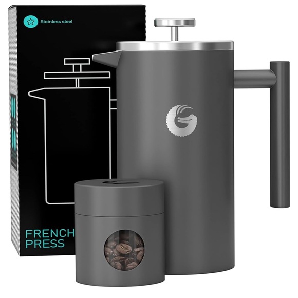 Coffee Gator French Press Coffee Maker 34 Insulated Brewer Stainless Steel Gray - Picture 1 of 13